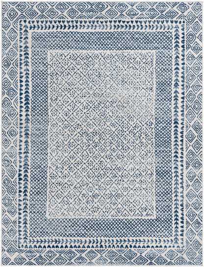 Surya Roma Rom-2384 Light Silver, Slate, Pewter, Metallic - Silver, Marine Blue Area Rug