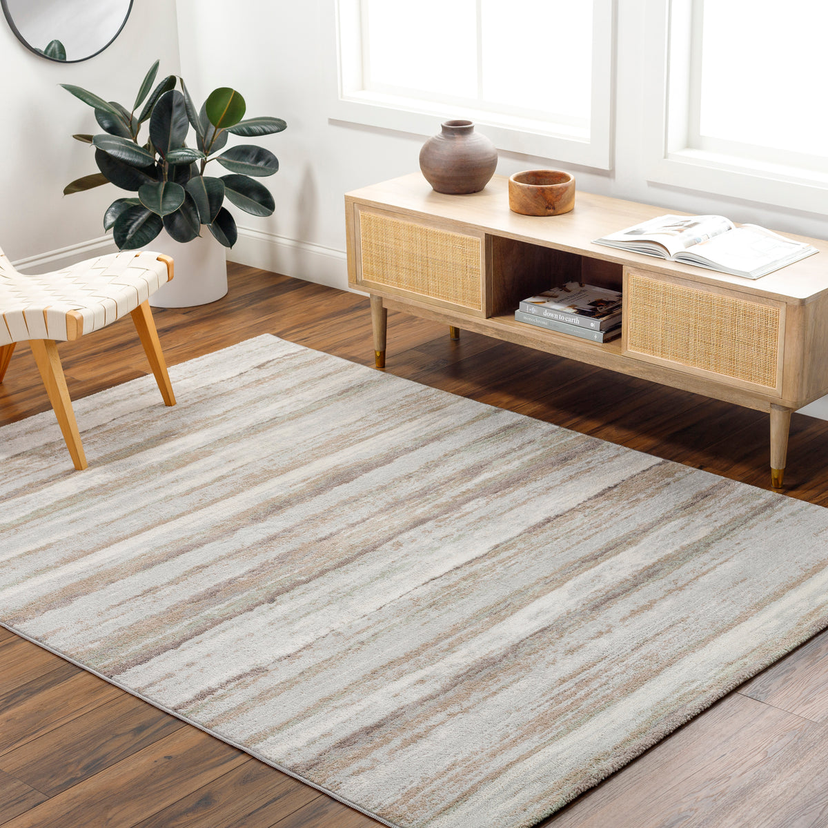 Surya Roma Rom-2402 Pale Slate, Metallic - Silver, Pearl, Sage Rug.