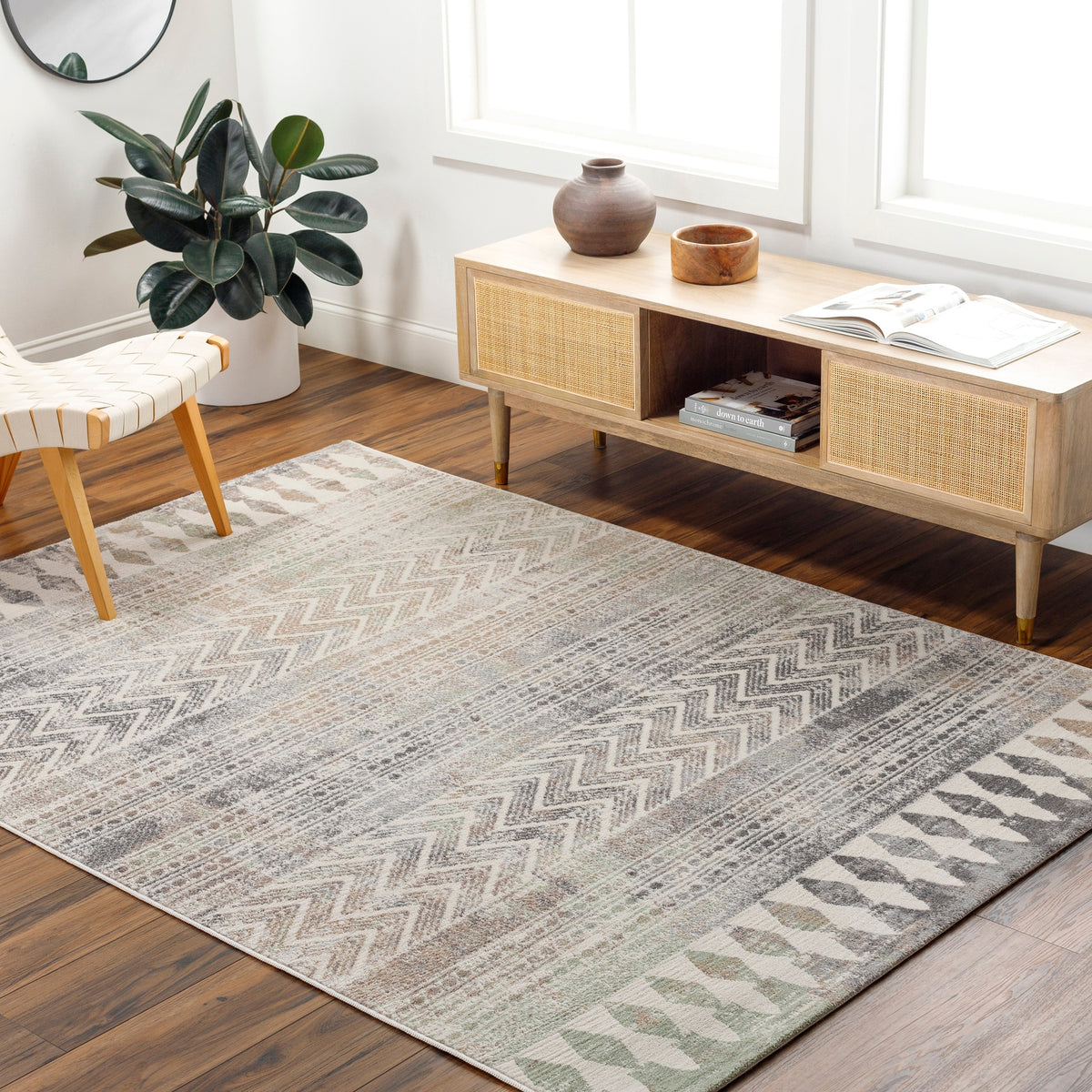 Surya Roma Rom-2406 Sterling Grey, Grey, Sage, Pewter, Nickel Rug.