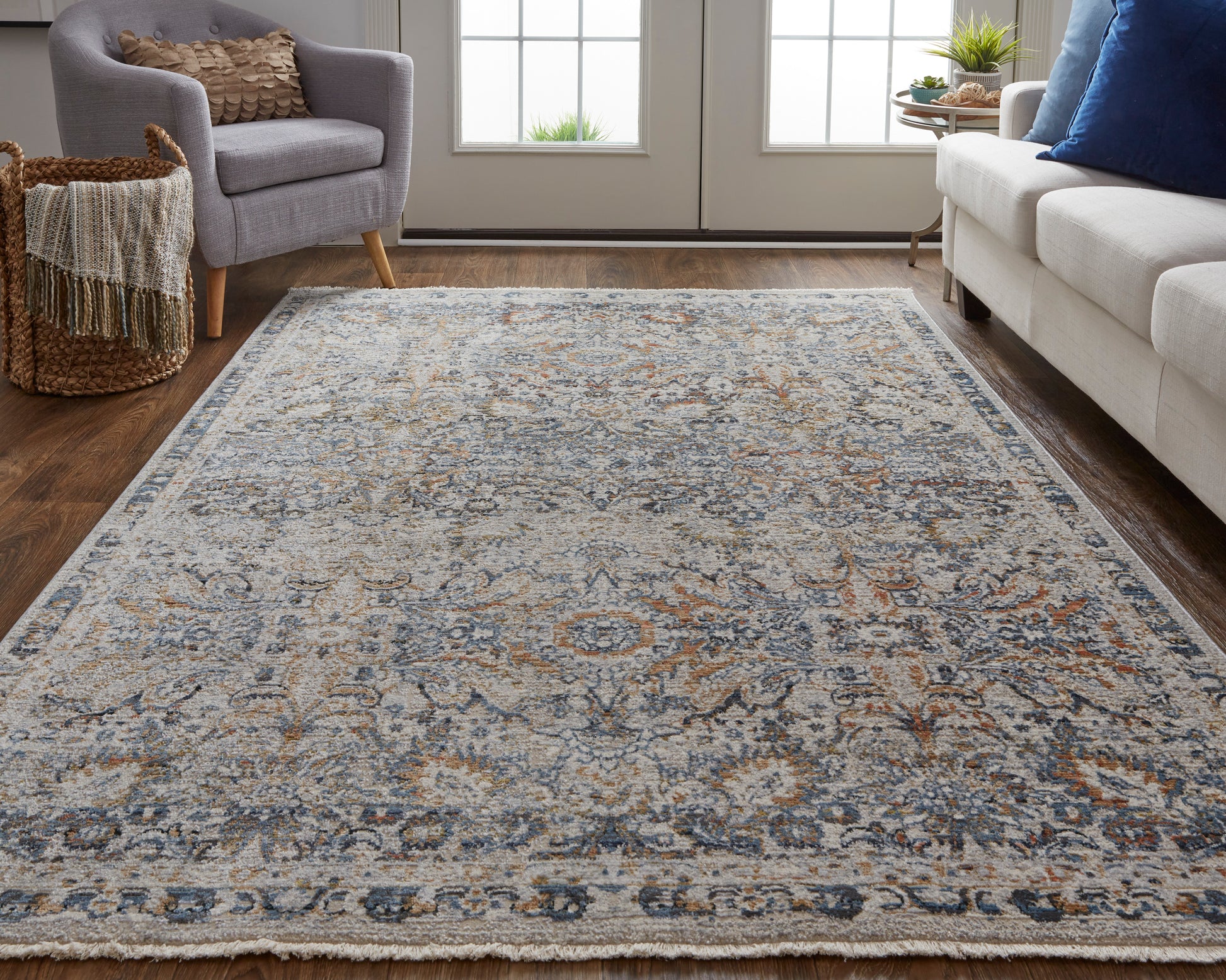 Feizy Kaia Kai39Gnf Tan/Blue/Orange Area Rug