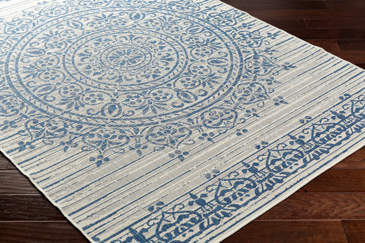 Surya Ravello Rvl-2330 Ivory, Light Beige, Denim, Dark Blue Rug.