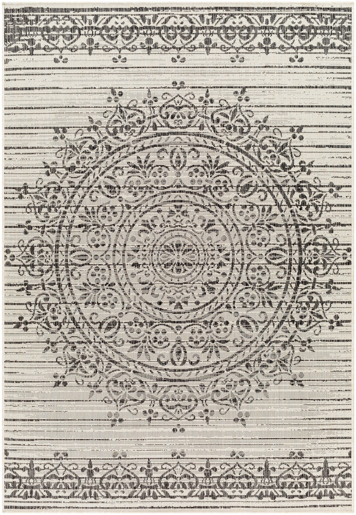 Surya Ravello Rvl-2332 Ivory, Light Beige, Light Gray, Black Rug.