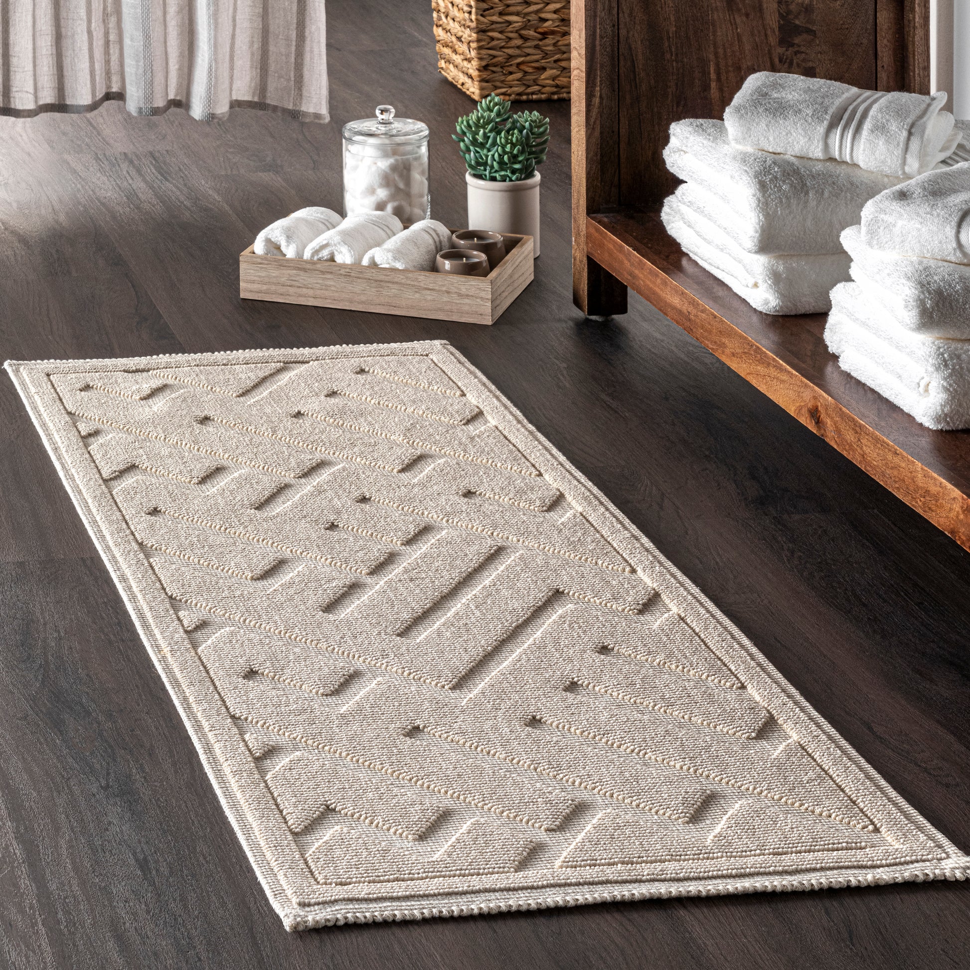 Nuloom Hudson Abstract Maze Psko02B Ivory Area Rug