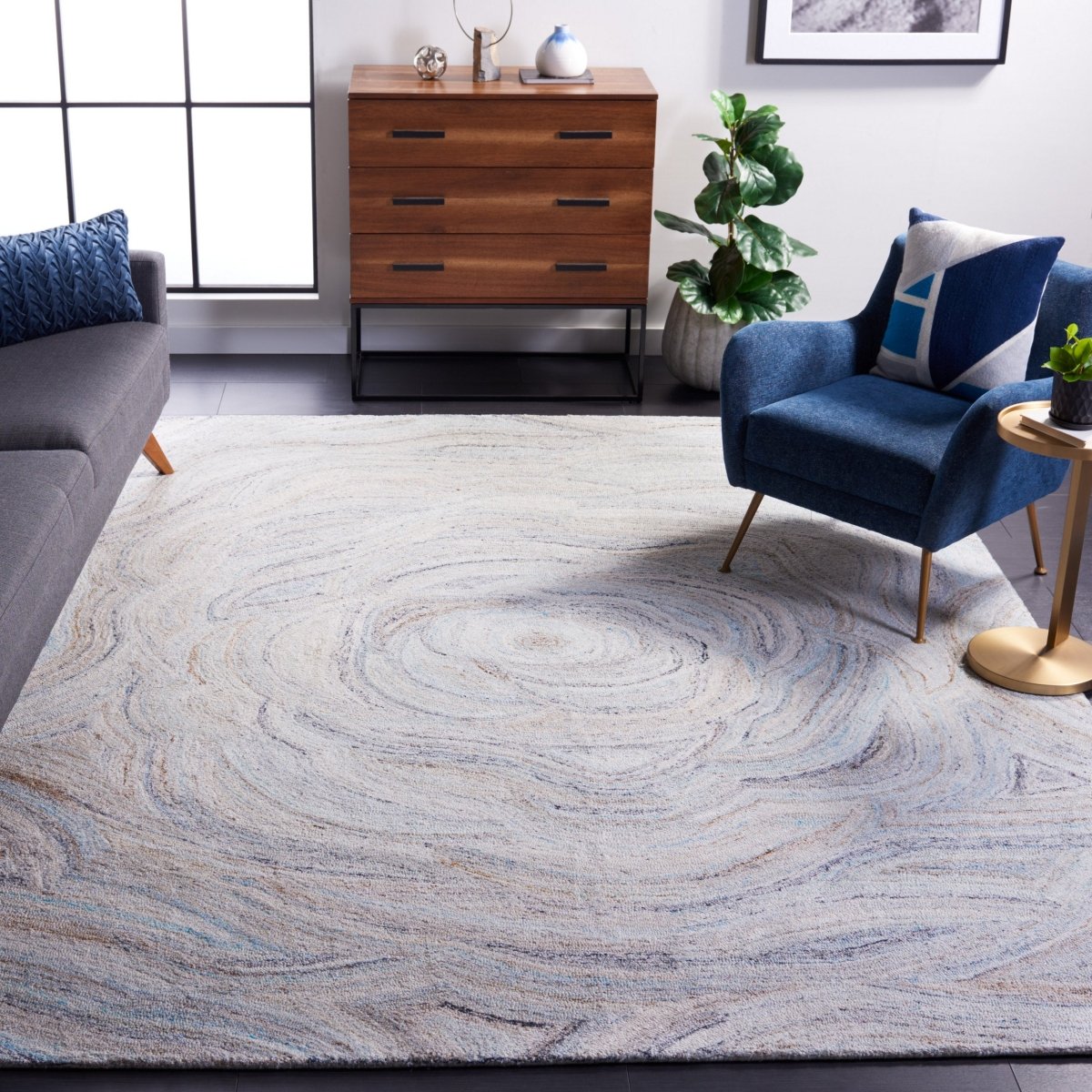 Safavieh Abstract Abt148M Beige/Blue Rug.