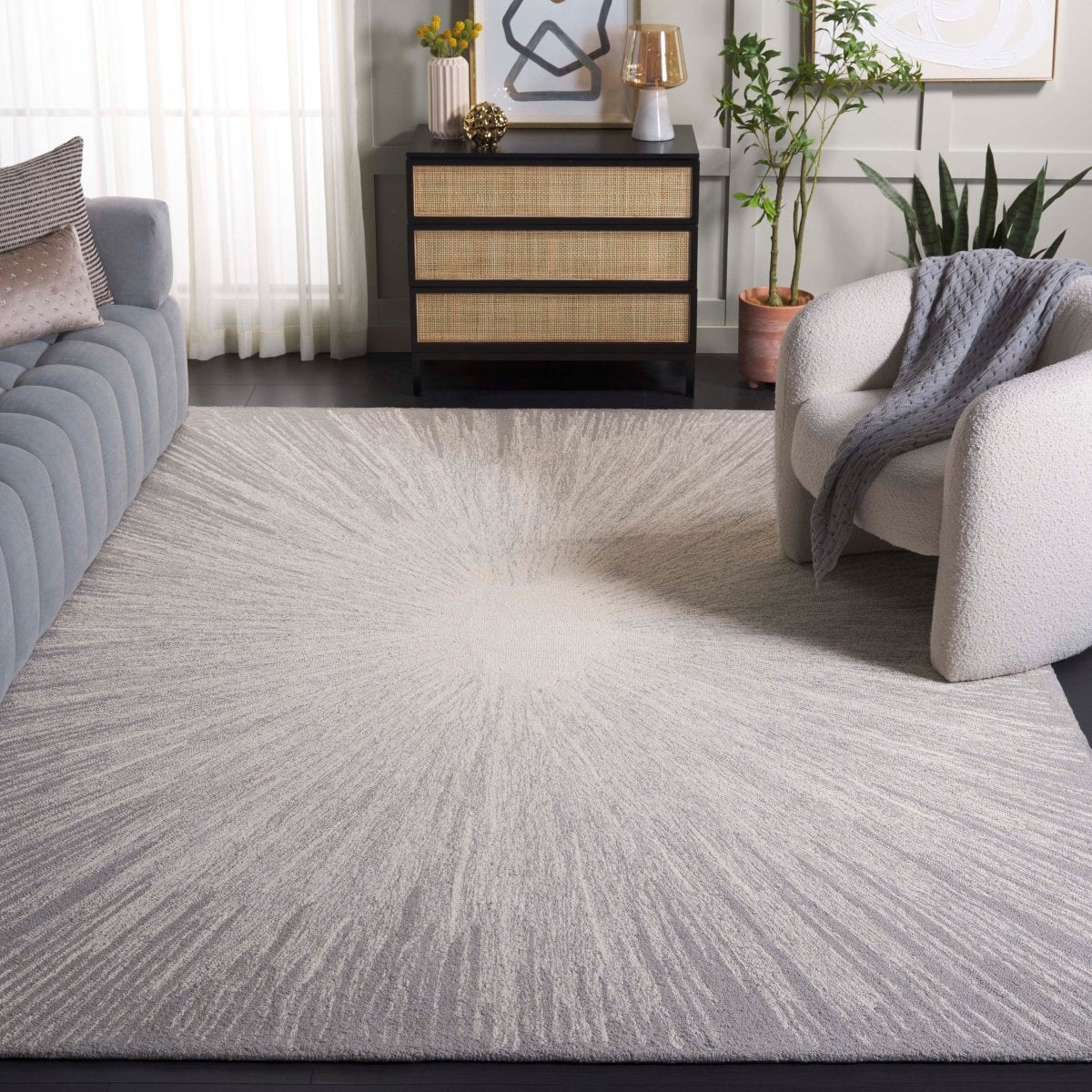 Safavieh Abstract Abt375G Ivory/Silver Rug.