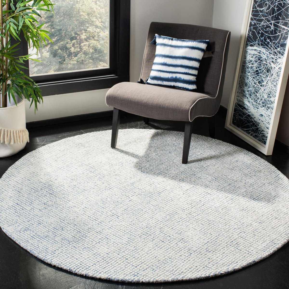 Safavieh Abstract Abt470M Ivory/Blue Rugs.