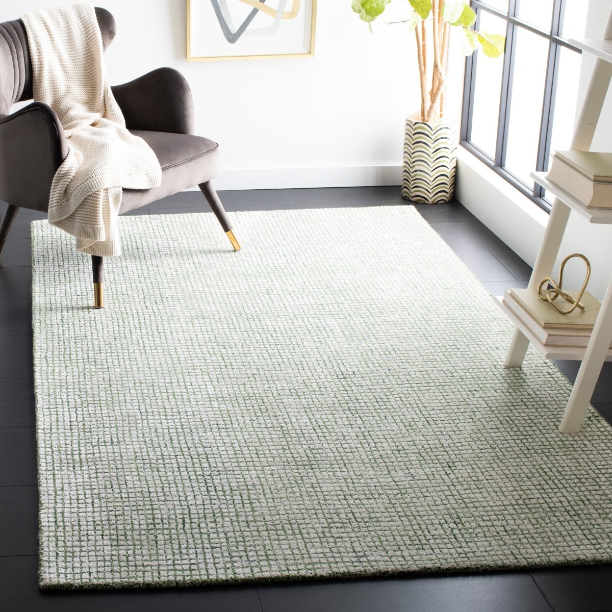 Safavieh Abstract Abt470Y Ivory/Green Rug.