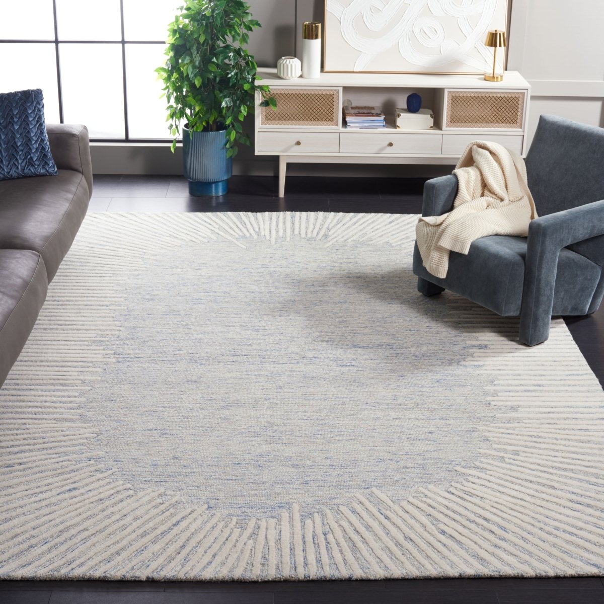 Safavieh Abstract Abt478M Blue/Ivory Rug.