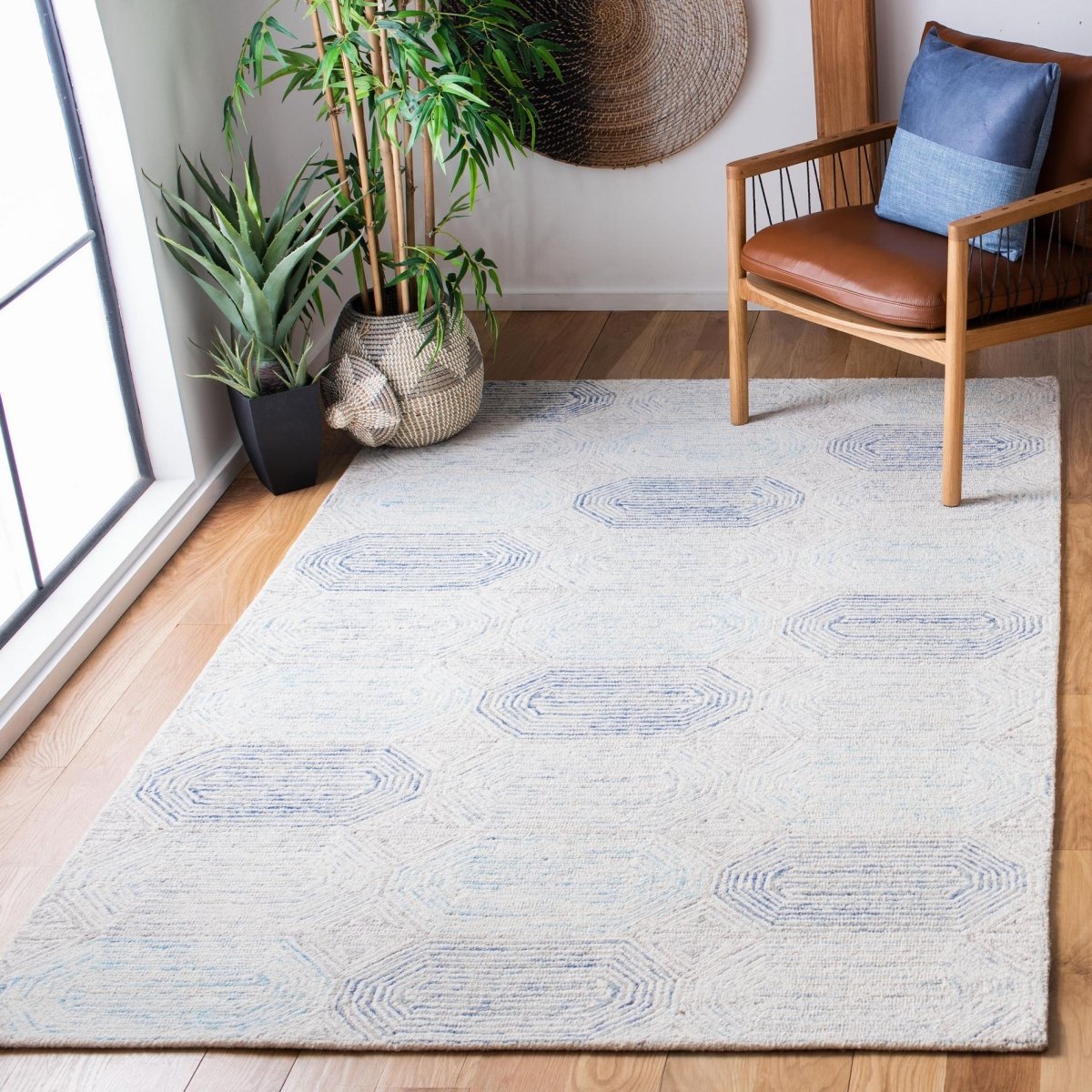 Safavieh Abstract Abt650A Ivory/Blue Rugs.