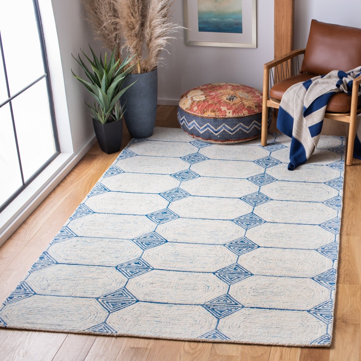 Safavieh Abstract Abt658A Ivory/Blue Rugs.