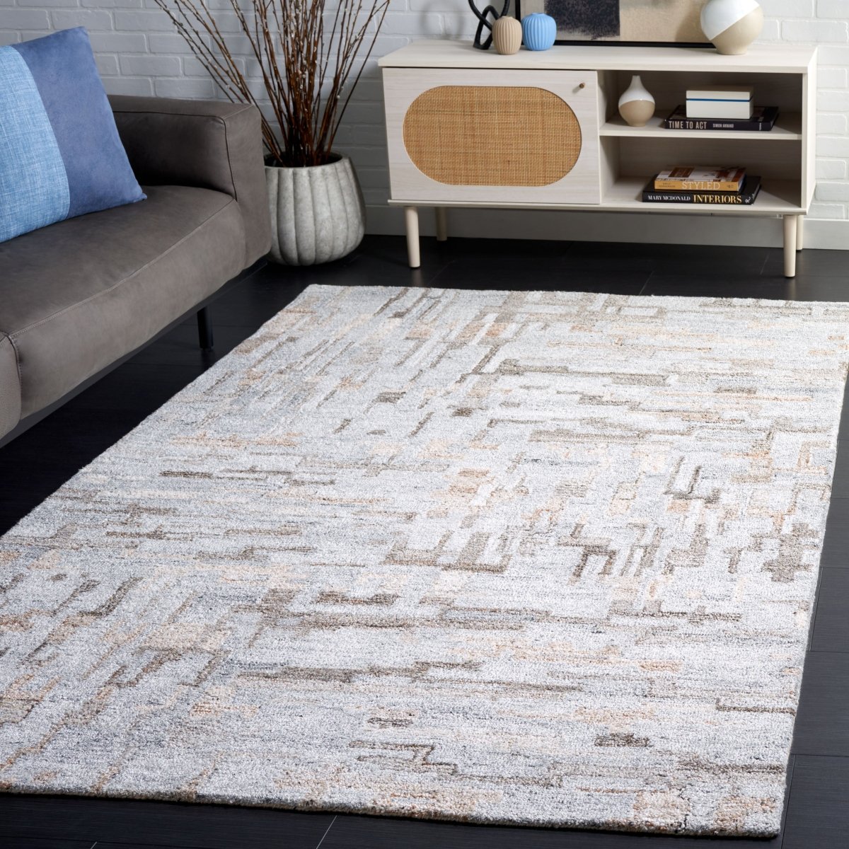 Safavieh Abstract Abt875F Grey/Brown Rug.