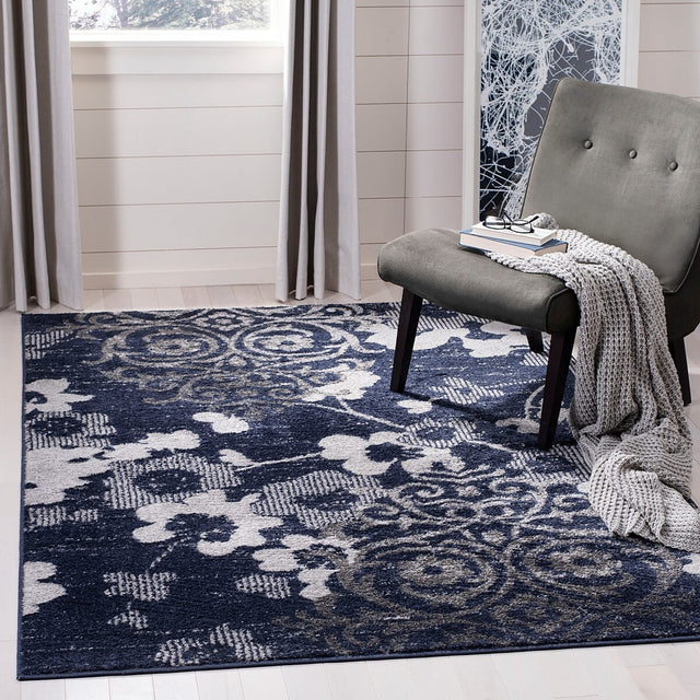 Safavieh Adirondack Adr114N Navy/Silver Rug.