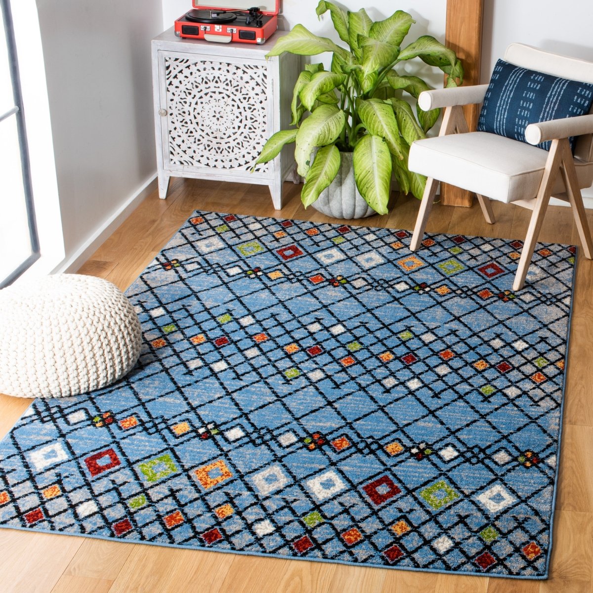 Safavieh Amsterdam Ams115M Blue/Ivory Rugs.