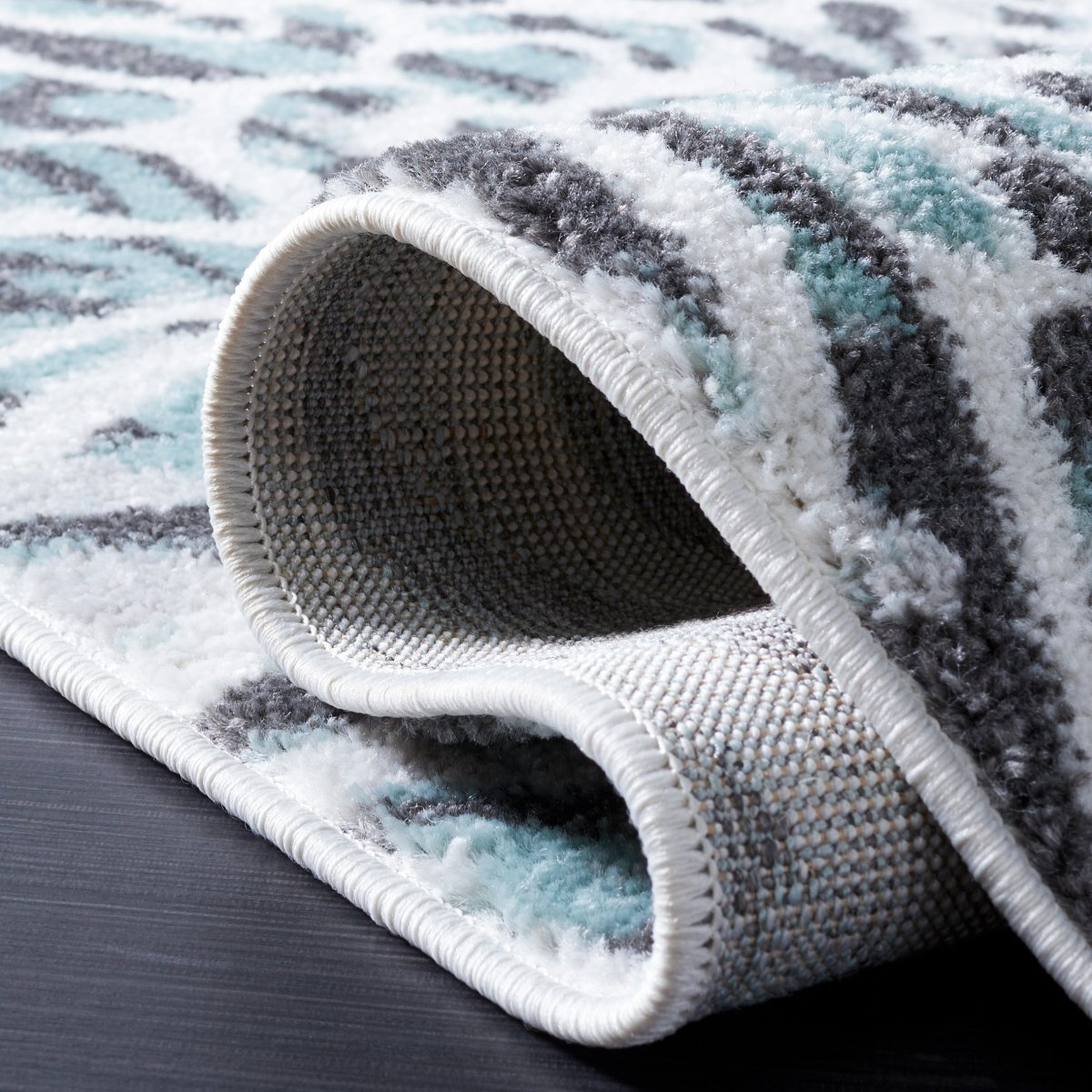 Safavieh Amsterdam Ams187K Ivory/Teal Rug.