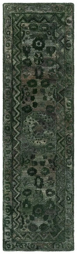 Safavieh Anatolia 2'-3" x 8'-0" Rug in Dark Green / Grey