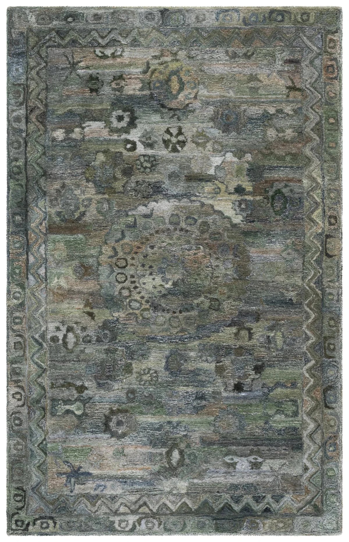 Safavieh Anatolia 4'-0" x 6'-0" Rug in Dark Green / Brown
