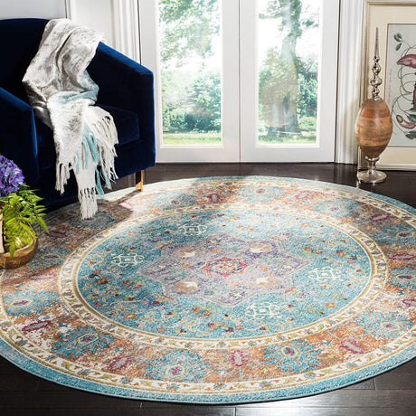 Safavieh Aria Ara100B Blue / Creme Rugs - Safavieh - ara100b - 6sq