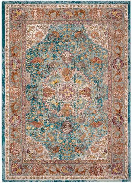 Safavieh Aria Ara120B Blue / Orange Rugs - Safavieh - ara120b - 4