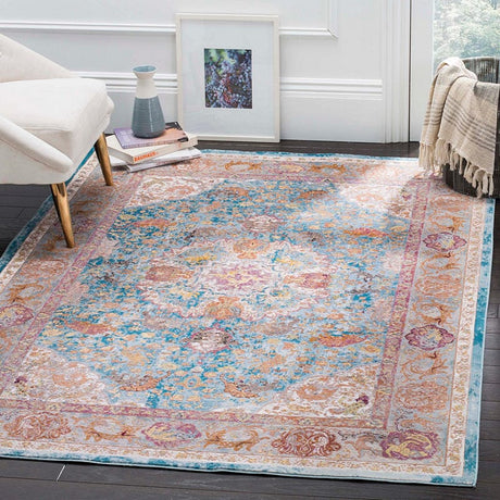 Safavieh Aria Ara120B Blue / Orange Rugs - Safavieh - ara120b - 4