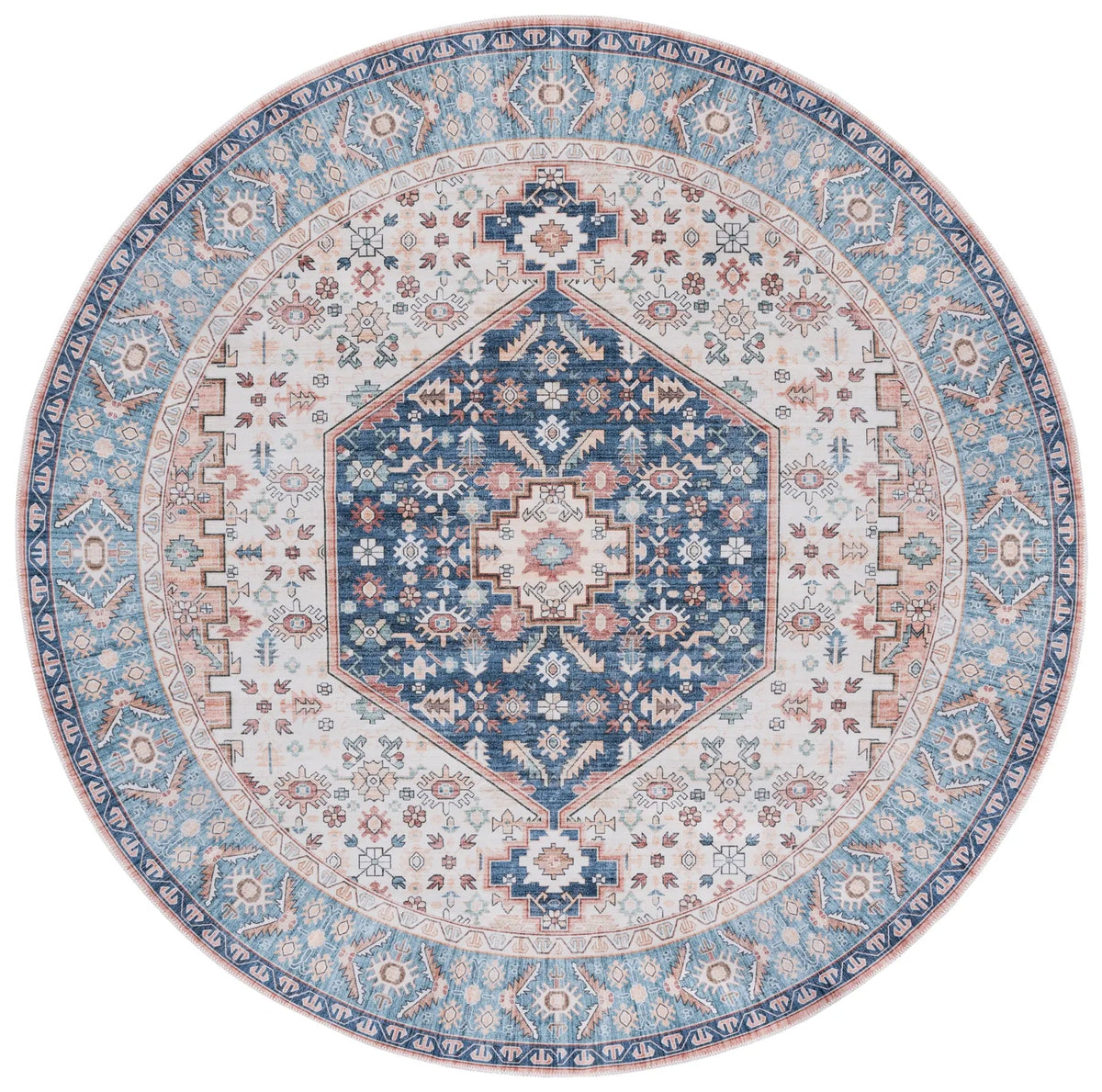 Safavieh Arizona 6'-0" x 6'-0" Rug in Rust / Aqua