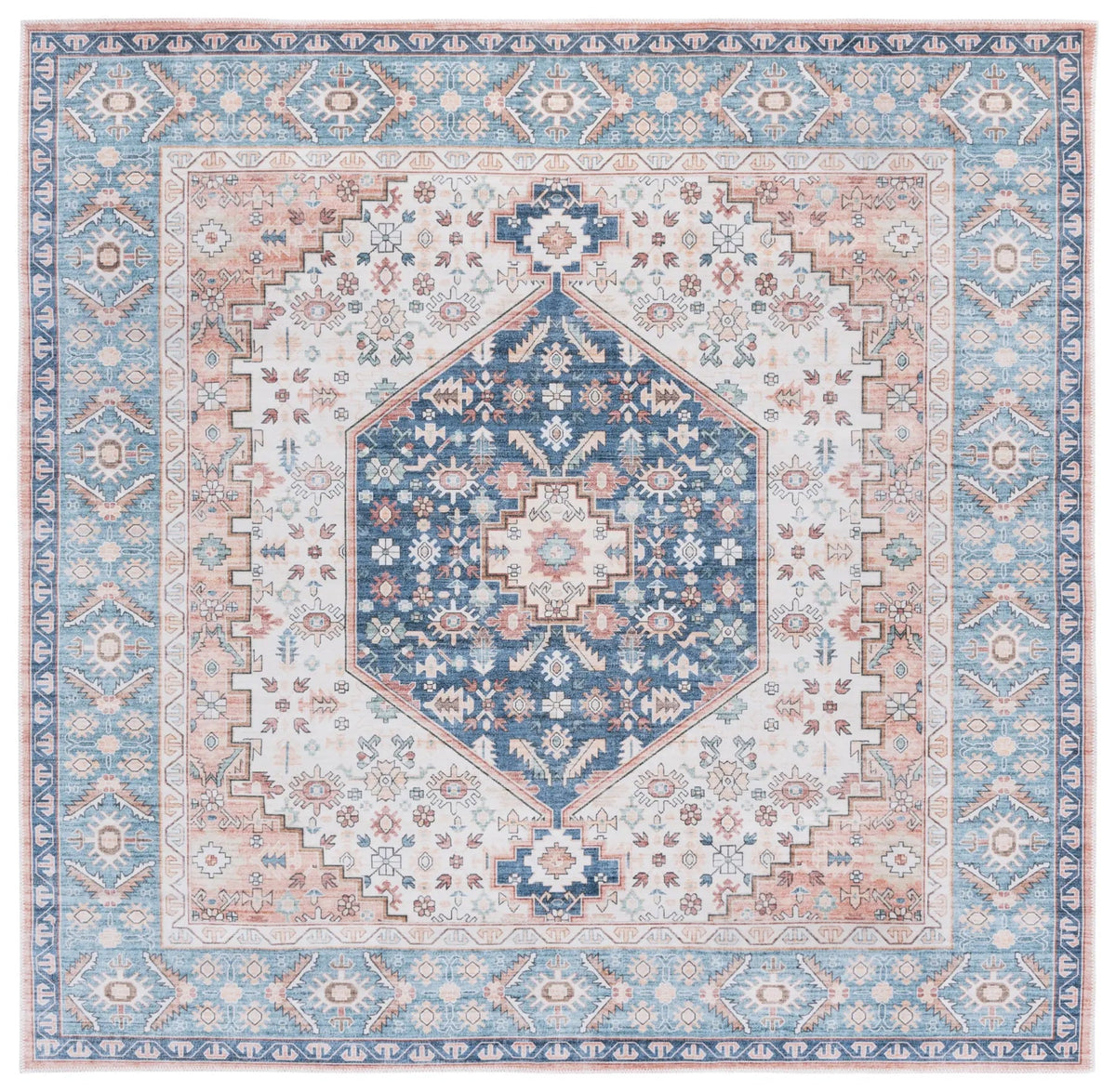 Safavieh Arizona 6'-0" x 6'-0" Rug in Rust / Aqua
