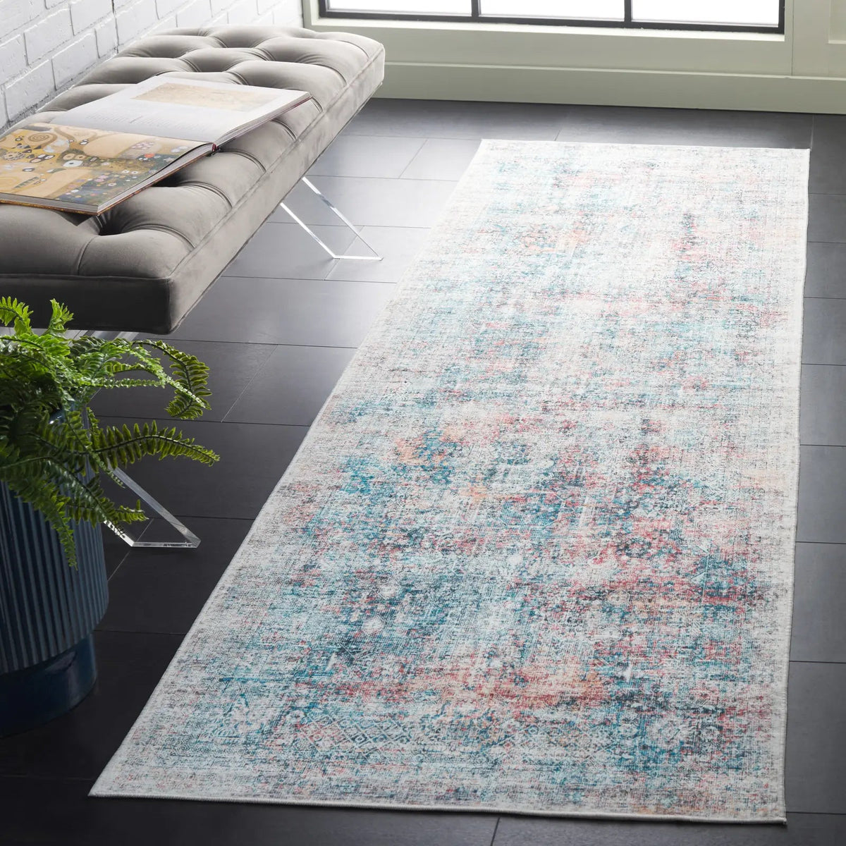 Safavieh Arizona 2'-6" x 10'-0" Rug in Blue / Rust