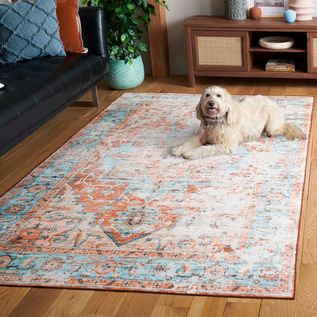 Safavieh Arizona Arz928K Turquoise/Rust Rug.