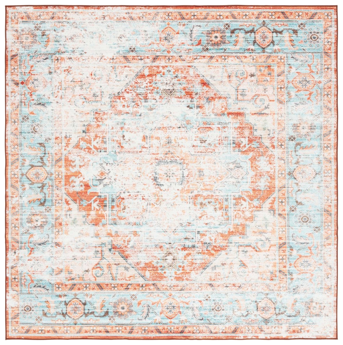 Safavieh Arizona Arz928K Turquoise/Rust Rug.