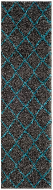 Safavieh Arizona Shag Asg742K Grey / Turquoise Rugs.