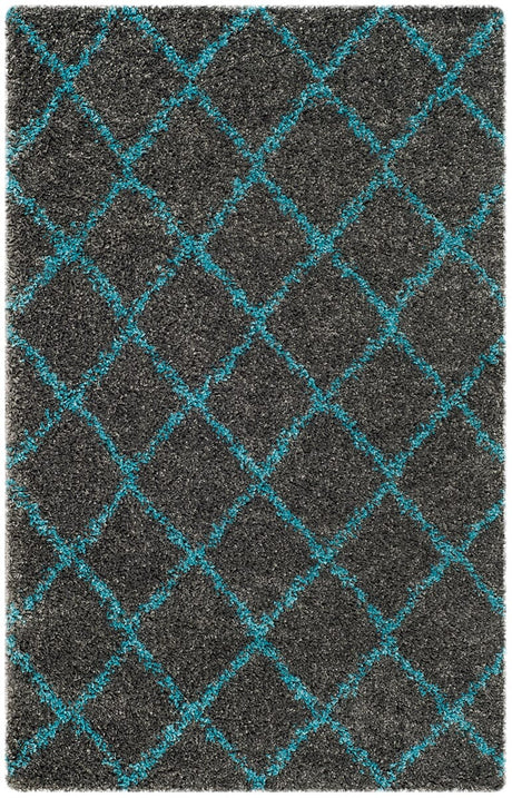 Safavieh Arizona Shag Asg742K Grey / Turquoise Rugs.