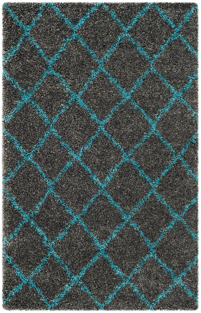 Safavieh Arizona Shag Asg742K Grey / Turquoise Rugs.