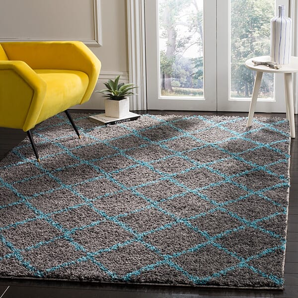 Safavieh Arizona Shag Asg742K Grey / Turquoise Rugs.