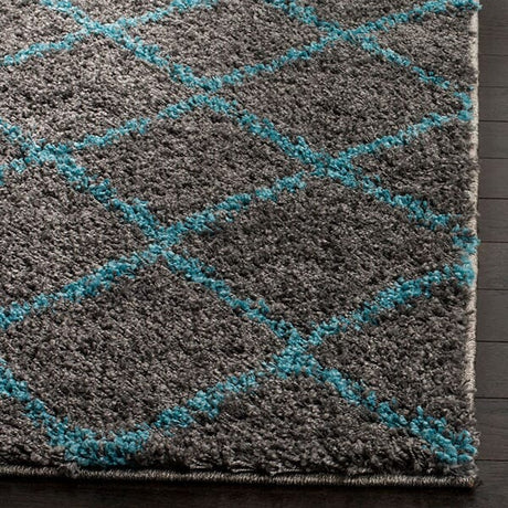 Safavieh Arizona Shag Asg742K Grey / Turquoise Rugs.