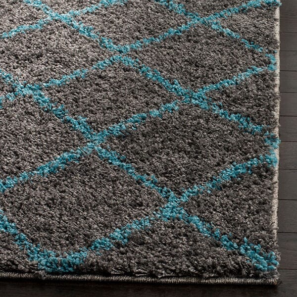 Safavieh Arizona Shag Asg742K Grey / Turquoise Rugs.