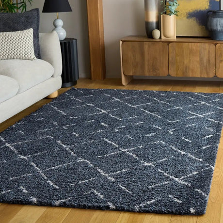 Safavieh Arizona Shag 5'-1" x 7'-6" Rug in Slate Blue / Ivory