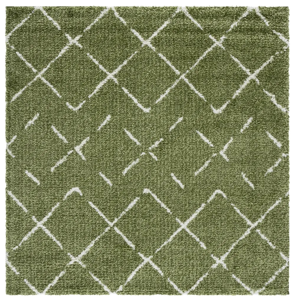 Safavieh Arizona Shag 6'-7" x 6'-7" Rug in Green / Ivory