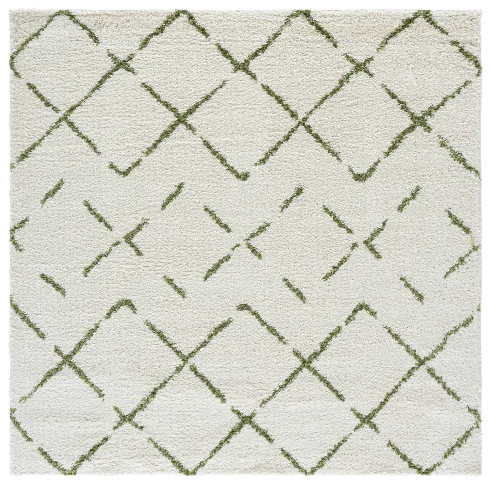 Safavieh Arizona Shag 6'-7" x 6'-7" Rug in Ivory / Green