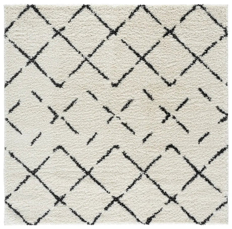 Safavieh Arizona Shag 6'-7" x 6'-7" Rug in Ivory / Black
