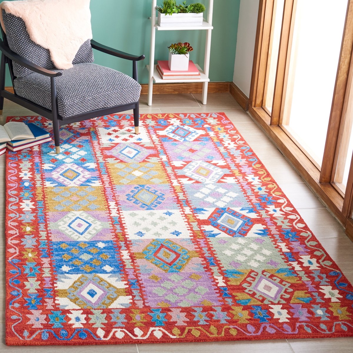 Safavieh Aspen Apn409Q Red/Ivory Rug.