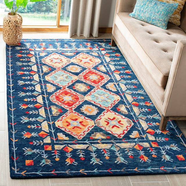 Safavieh Aspen Apn515N Navy / Orange Rugs.