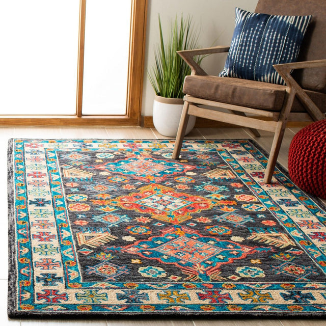 Safavieh Aspen Apn521H Charcoal/Blue Rug.