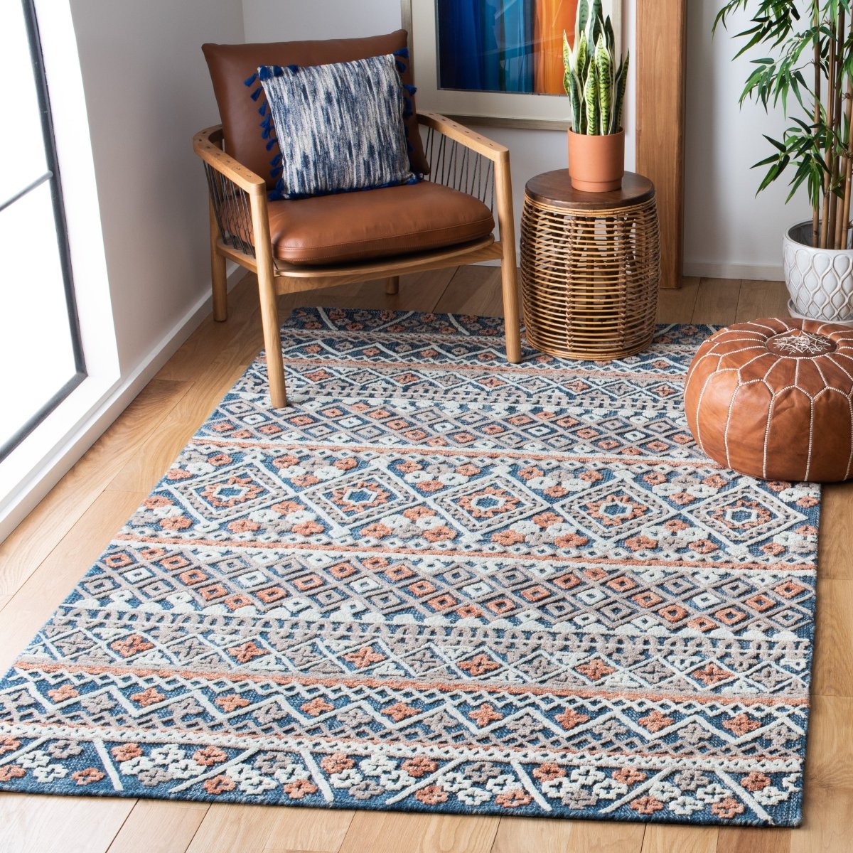 Safavieh Aspen Apn530M Blue/Orange Rugs.