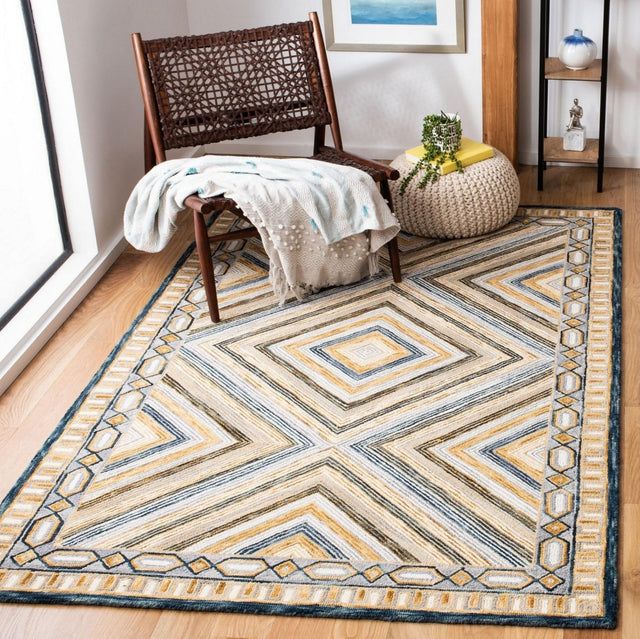 Safavieh Aspen Apn809N Navy/Gold Rug.