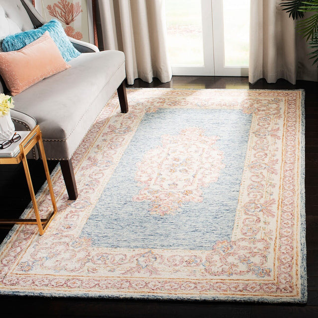 Safavieh Aubusson Aub101M Blue / Pink Rugs.