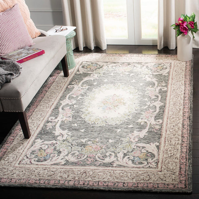 Safavieh Aubusson Aub105H Ivory / Charcoal Rugs.