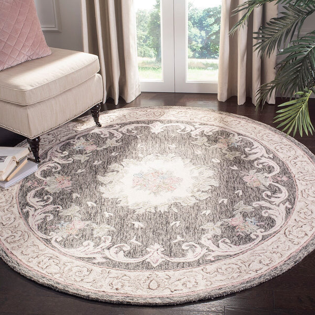 Safavieh Aubusson Aub105H Ivory / Charcoal Rugs.