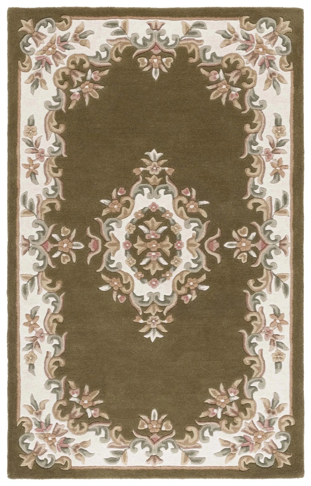 Safavieh Aubusson 4'-0" x 6'-0" Rug in Olive / Ivory