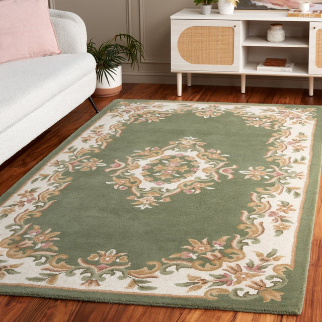 Safavieh Aubusson Aub301Y Green/Ivory Rug - Safavieh - aub301y - 3