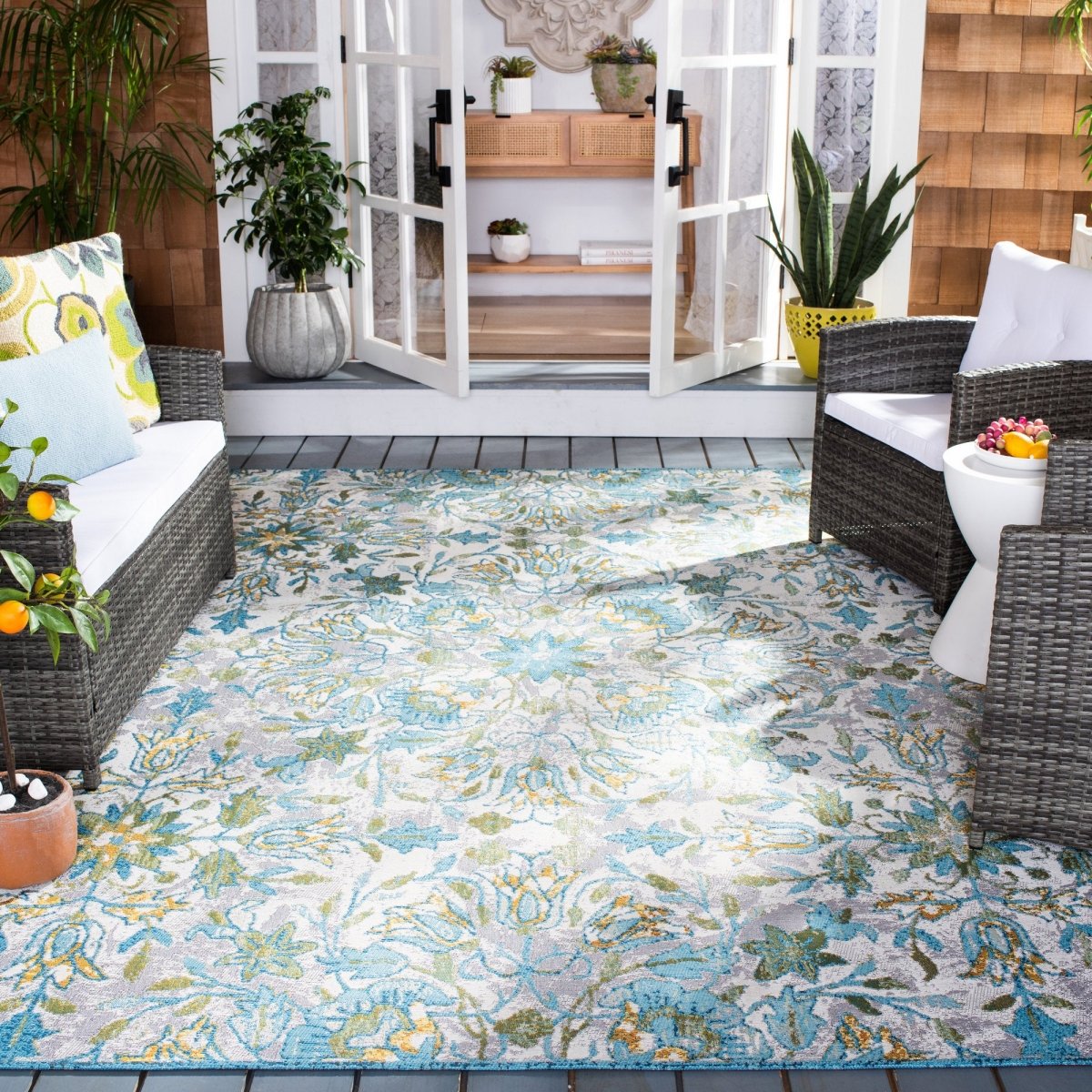 Safavieh Barbados Bar513M Ivory/Light Blue Rug.
