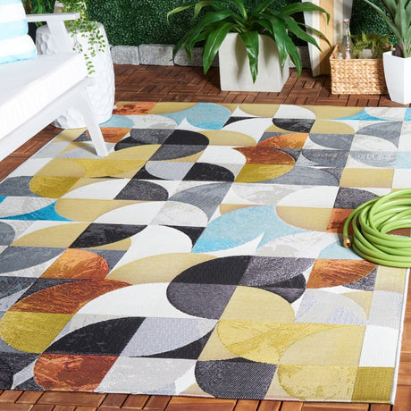Safavieh Barbados Bar539A Ivory Black/Blue Rust Rug.